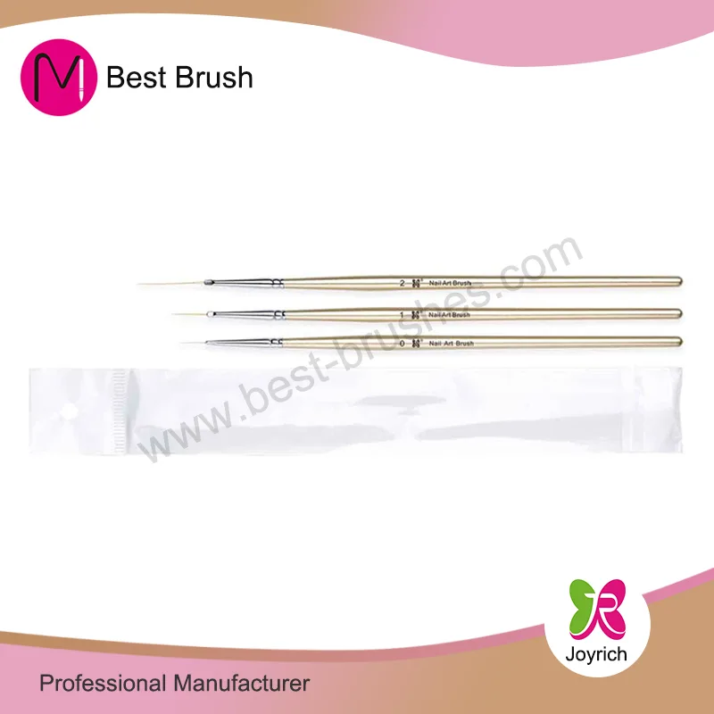 Set Brws Celf Ewinedd Handle Pren Aur